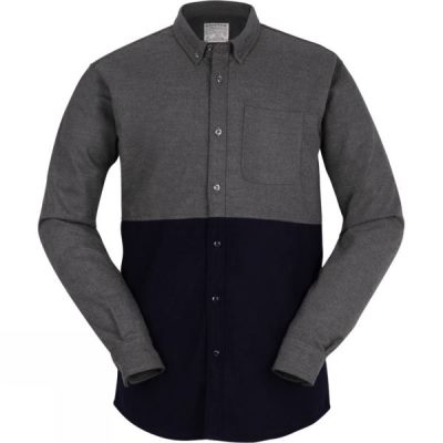 Camisa United By Blue Banff Colorblock Wool Hombre - Gris / Azul Marino - Chile HLP963105